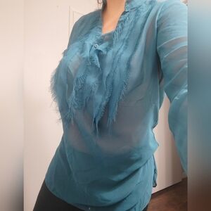 Lauren Conrad Sheer Blue Blouse